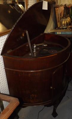 Antique Demi Lune Cabinet, Victrola Talking Machine