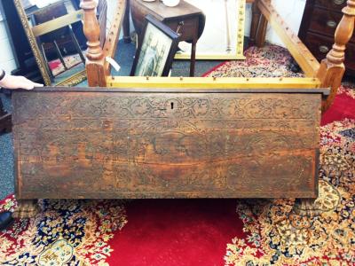 Very Large Coffer Campher Antique Wood Trunk