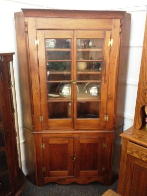 Cherry Circa 1820's 1 Piece Corner Cupboard